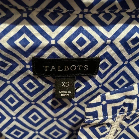 Talbots Women’s Tunic 3/4 sleeve shell artsy 100% cotton tassles nautical XS - Picture 2 of 9